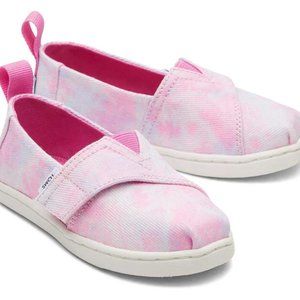 Toms Tiny Alpargata Multi Tie Dye Twill Toddler size 9 slip ons
